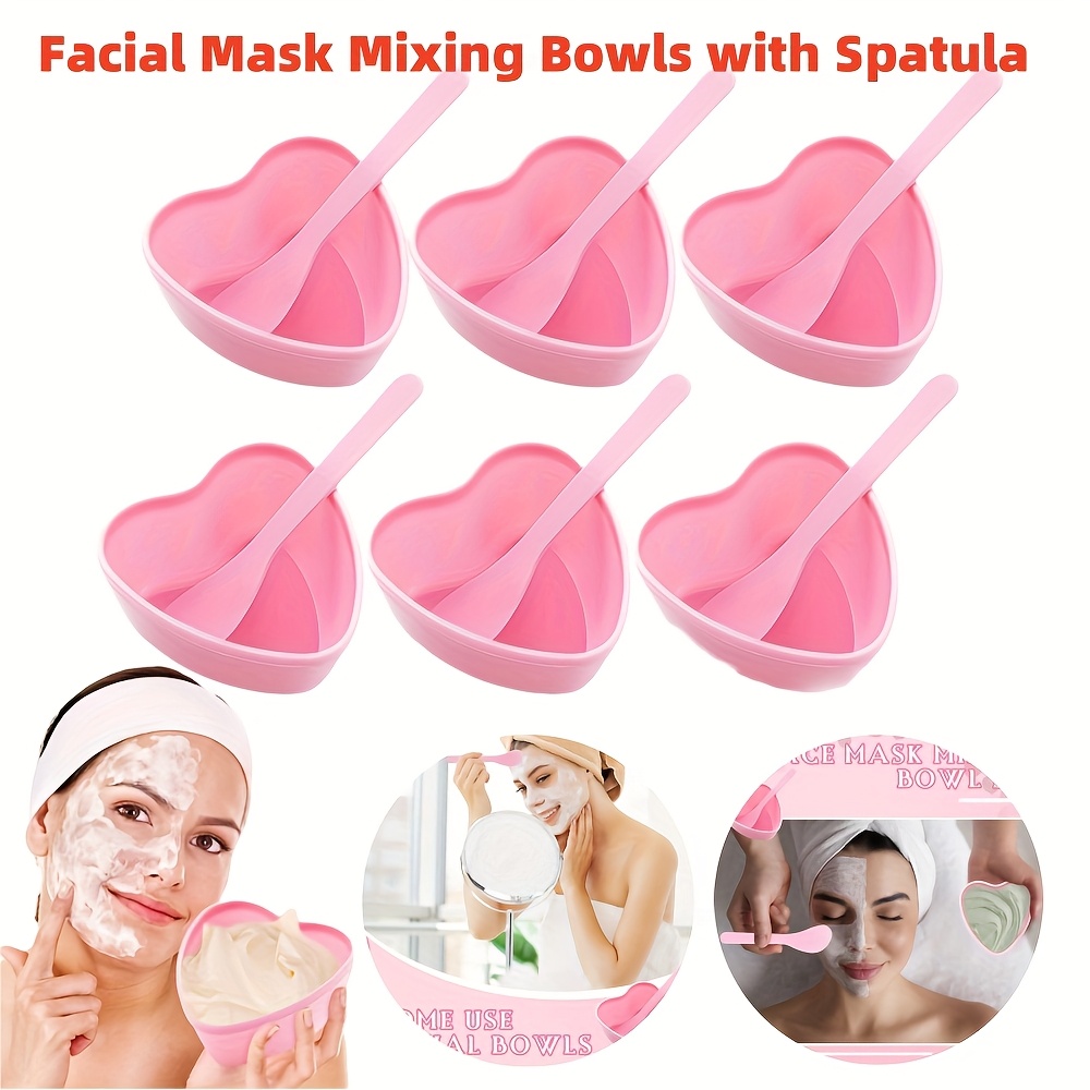 6피스 핑크 하트 모양 페이셜 마스크 믹싱 볼 스크래퍼 - Skincare Finally Found You 리뷰 및 가격